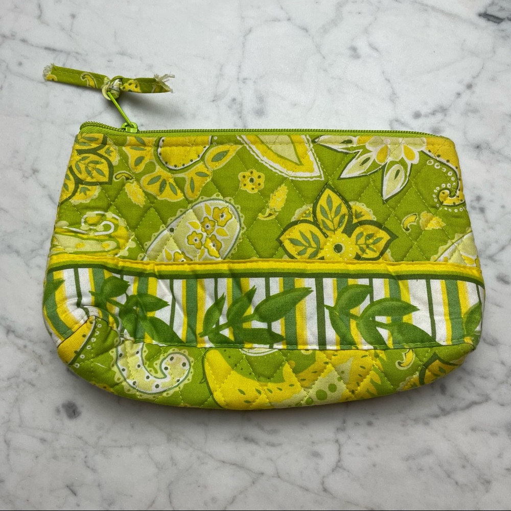 Lime Green Paisley Print Makeup Toiletry Bag Travel Case Pouch